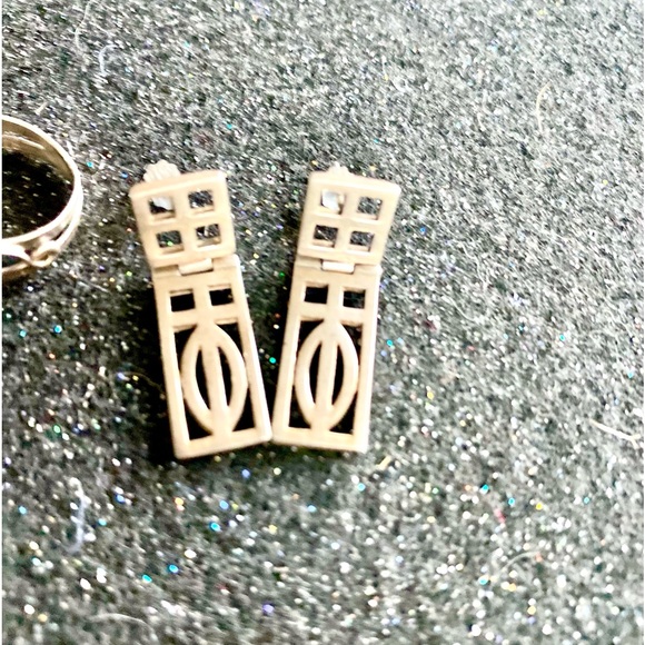 Vintage Sterling silver earrings and ring set Sterling simple Statement - Picture 3 of 11